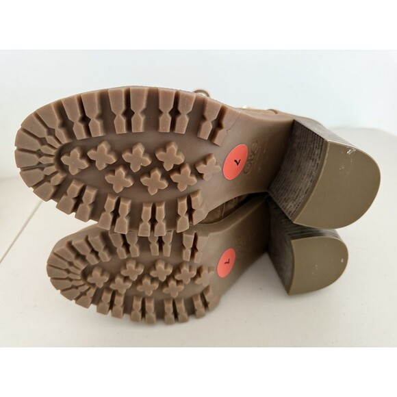 GBG Los Angeles Jalia Ankle Boots Women Size 7 Natural Brown Lace Up Block Heels - Picture 7 of 10